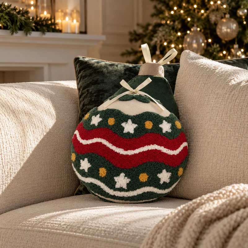 Paul Moneypenny Round Festiveballs Cushion