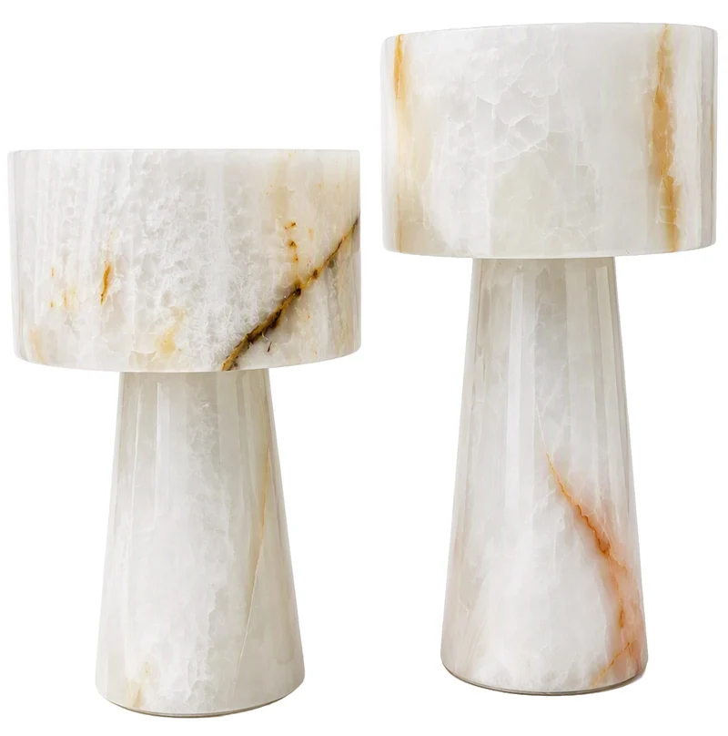 Graham Pedestal Bowl in White Jade Marble - Large