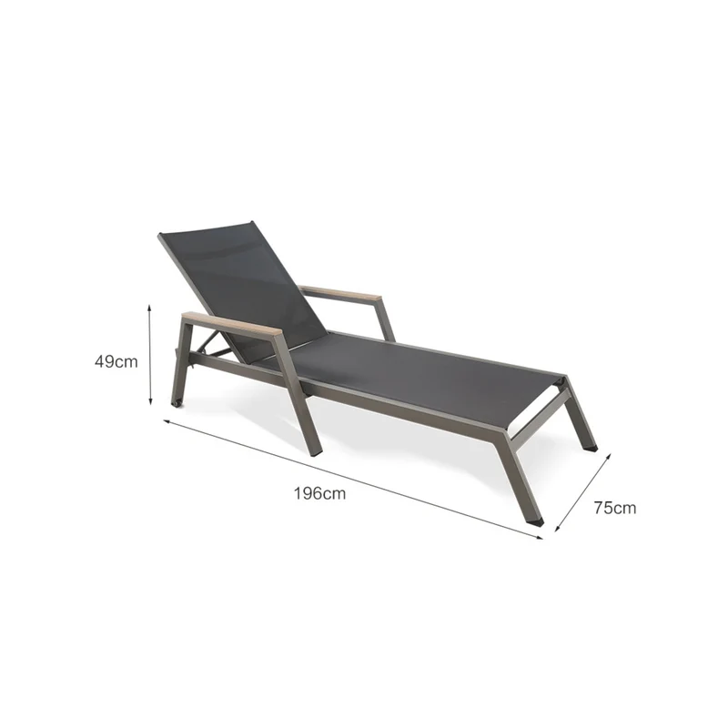 Boender Outdoor ligbed tuin met wielen en armleuning textileen antraciet