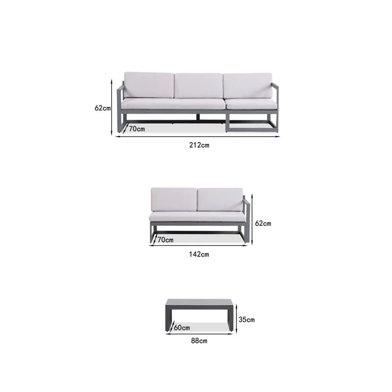 Boender Outdoor moderne verstelbare loungeset 3-delig