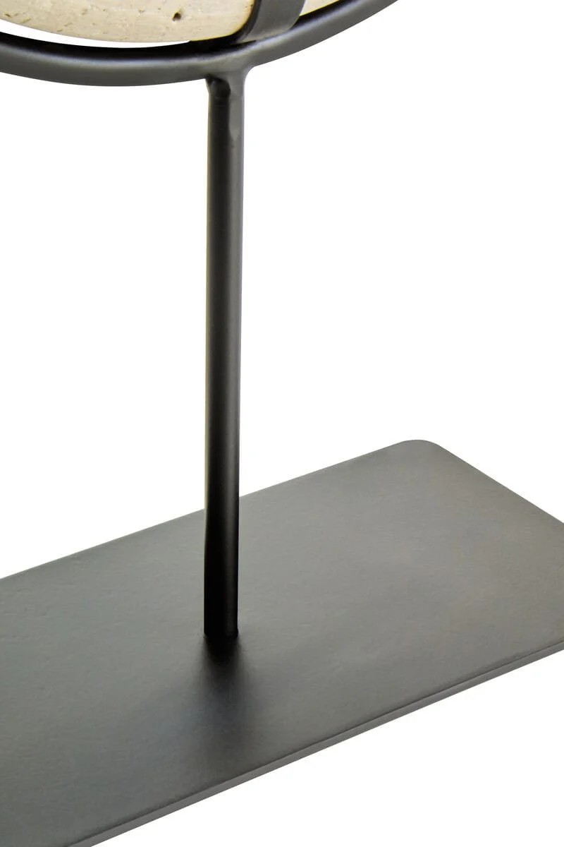 Tibor Travertine Ring Sculpture on Metal Stand