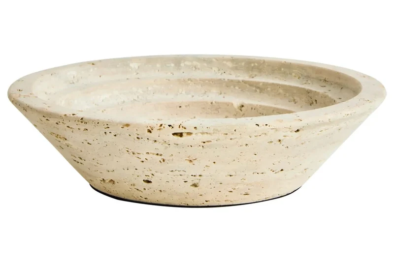 Tibor Travertine Round Tapered Bowl