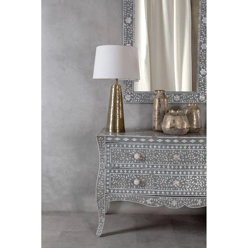 Spiridon Antique Brass Finish Table Lamp with Cream Shade
