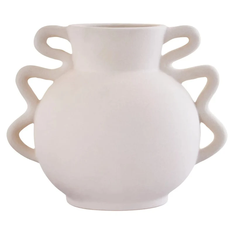 Sonata Small White Vase with Abstract Handles