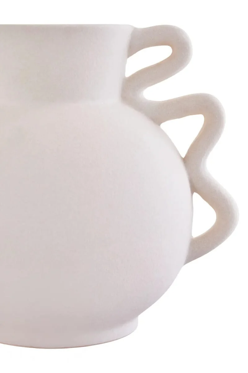 Sonata Small White Vase with Abstract Handles