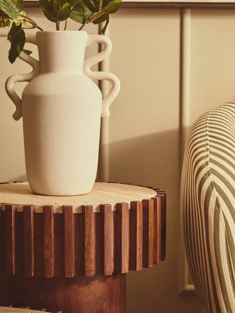 Sonata Large White Vase with Abstract Handles