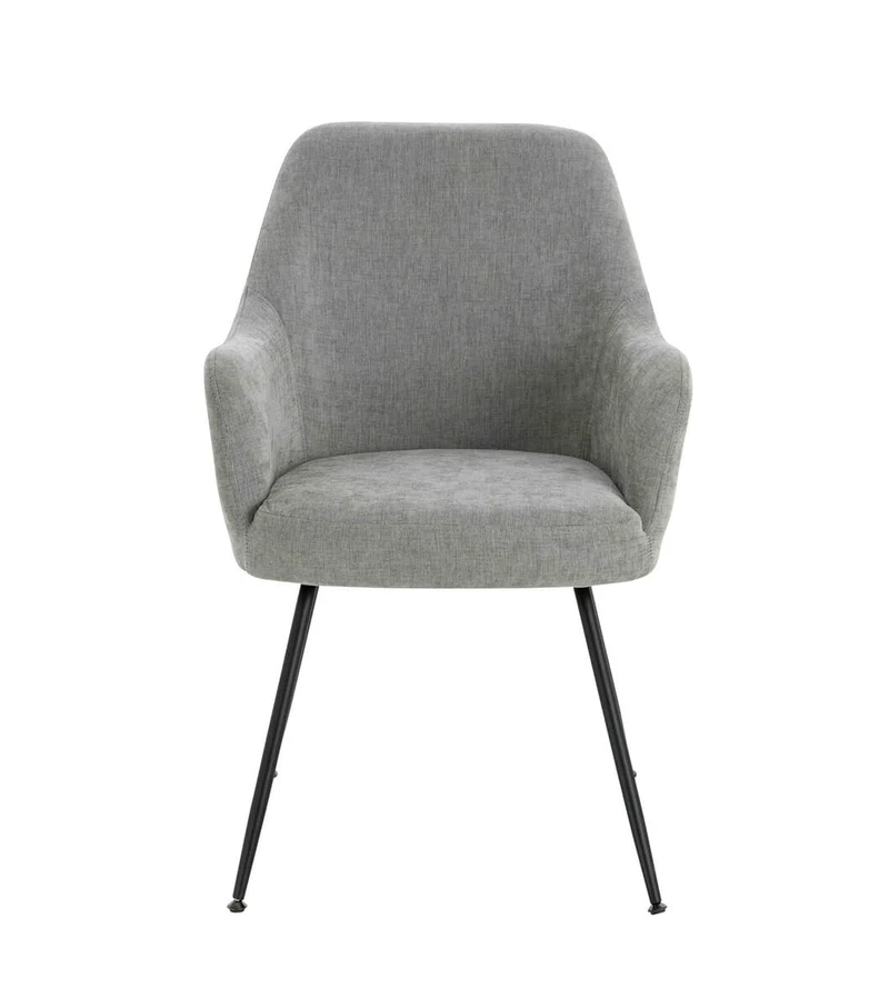 Maxwell Set of 2 Light Grey Textured Fabric Dining Chairs with Arms