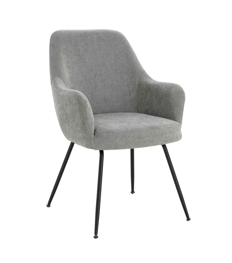 Maxwell Set of 2 Light Grey Textured Fabric Dining Chairs with Arms