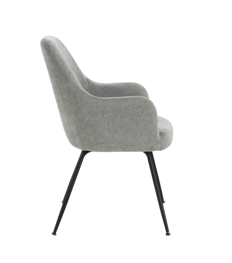 Maxwell Set of 2 Light Grey Textured Fabric Dining Chairs with Arms