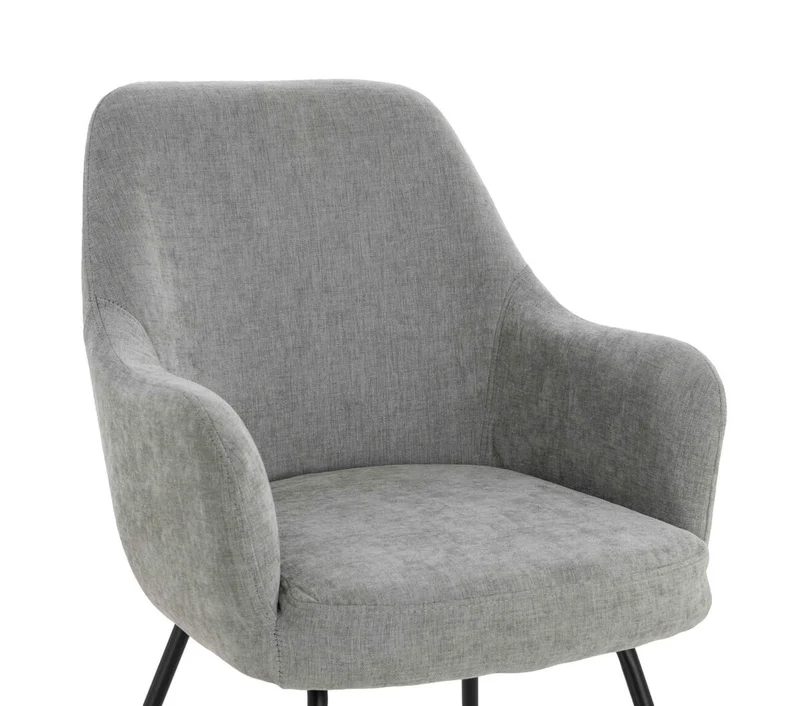 Maxwell Set of 2 Light Grey Textured Fabric Dining Chairs with Arms