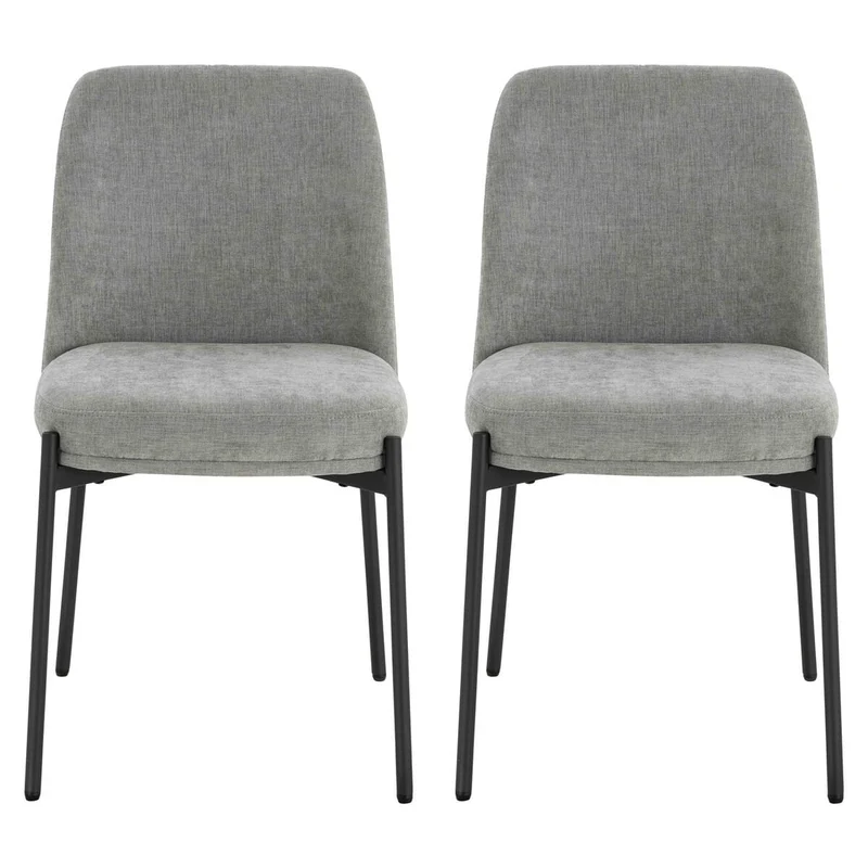 Maxwell Set of 2 Light Grey Textured Fabric Dining Chairs
