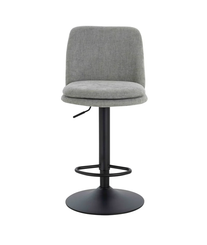 Maxwell Set of 2 Light Grey Textured Fabric Cushioned Bar Chairs