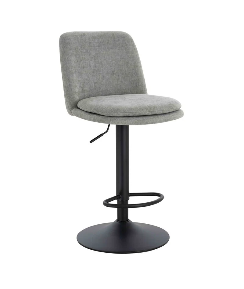 Maxwell Set of 2 Light Grey Textured Fabric Cushioned Bar Chairs