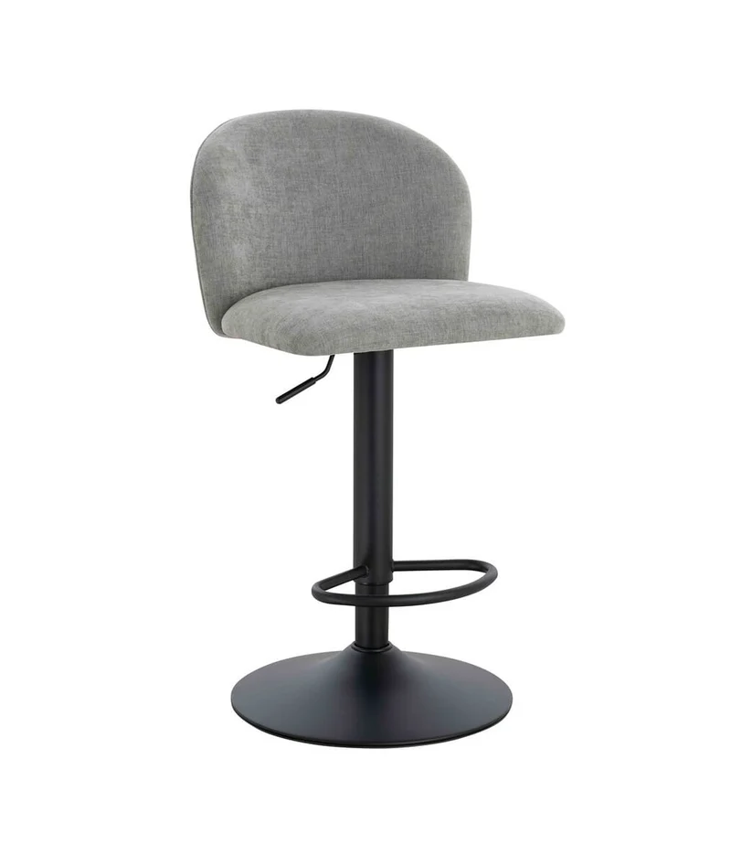 Maxwell Set of 2 Light Grey Textured Fabric Curved Bar Chairs