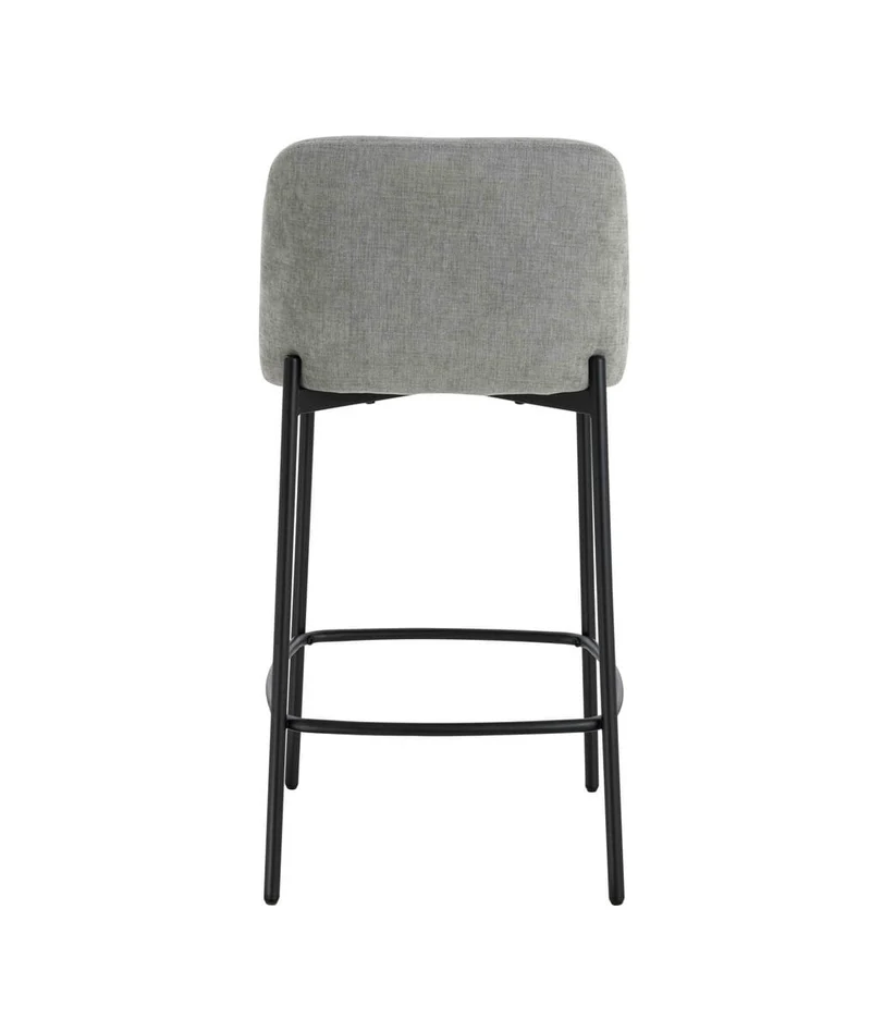 Maxwell Set of 2 Light Grey Textured Fabric Bar Chairs with Black Legs