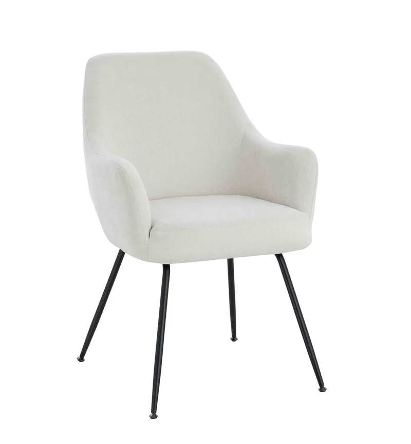 Maxwell Set of 2 Light Beige Textured Fabric Dining Chairs with Arms