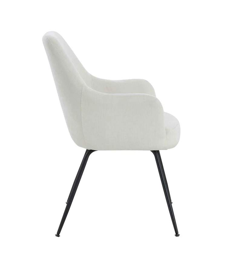 Maxwell Set of 2 Light Beige Textured Fabric Dining Chairs with Arms