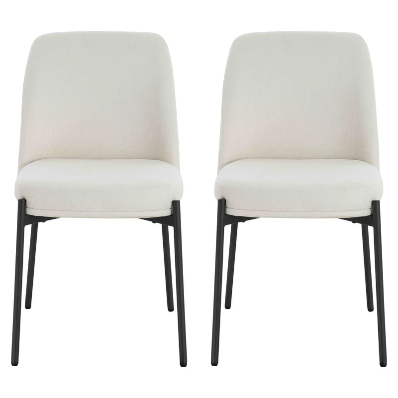 Maxwell Set of Two Light Beige Textured Fabric Dining Chairs