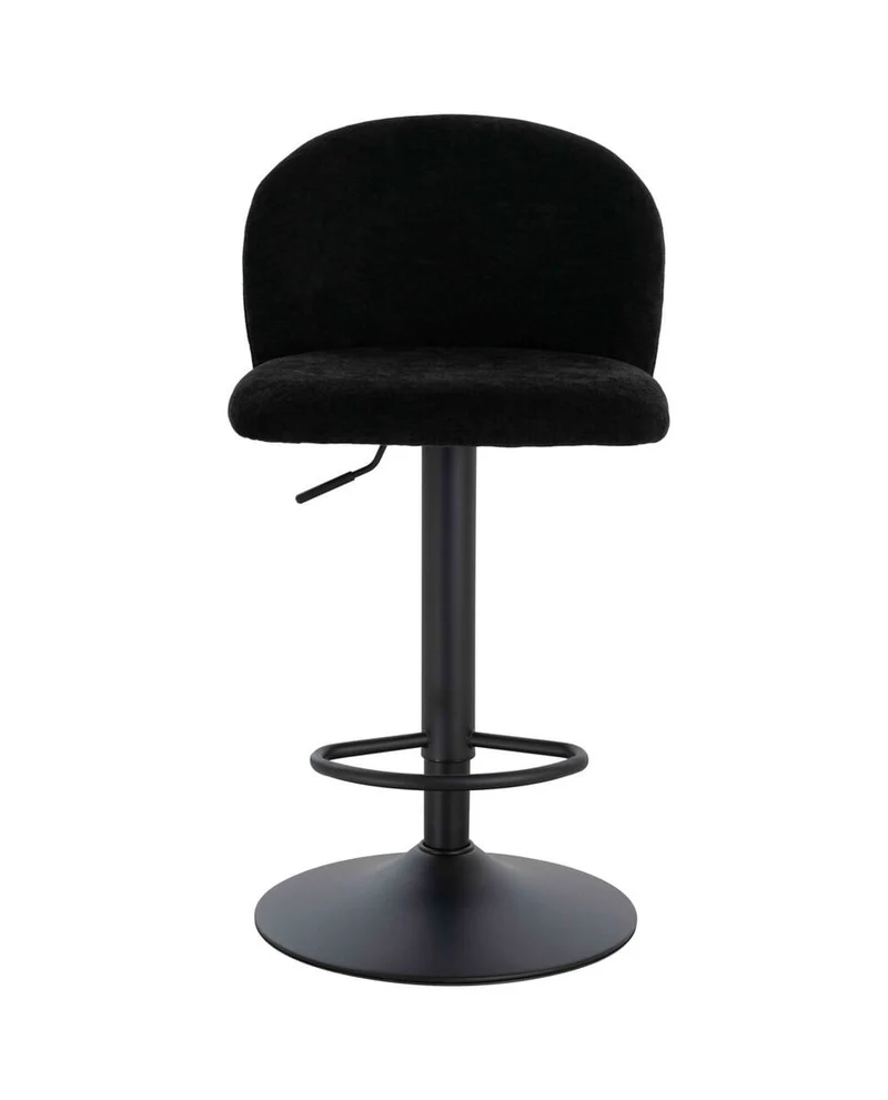 Maxwell Set of 2 Black Textured Fabric Curved Bar Chairs
