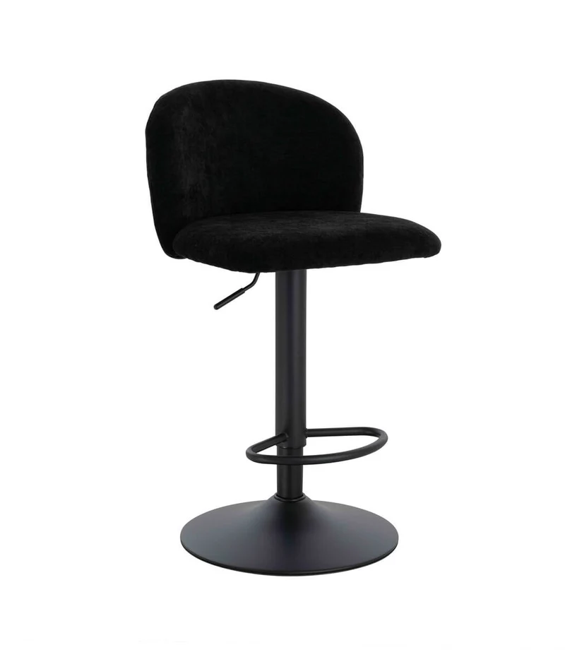 Maxwell Set of 2 Black Textured Fabric Curved Bar Chairs