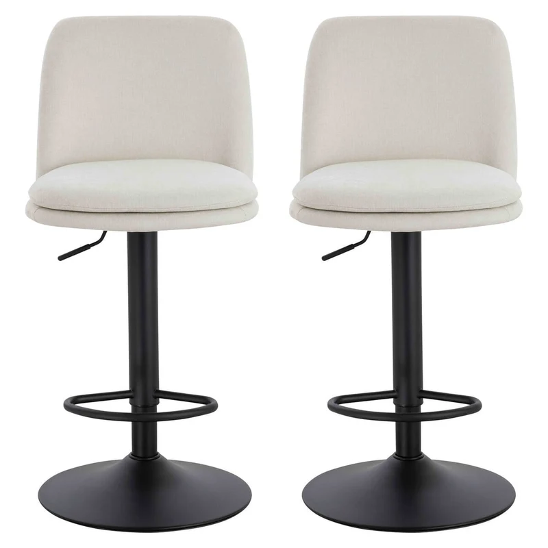Maxwell Set of 2 Beige Textured Fabric Cushioned Bar Chairs