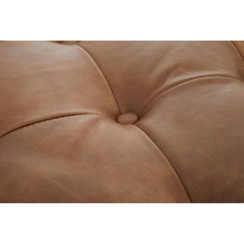 Hoxton Brown Leather Rectangle Chesterfield Ottoman