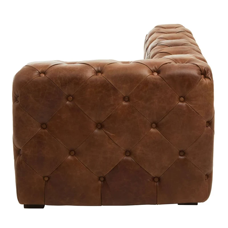 Hoxton Brown Leather Right Arm Modern Chesterfield Modular Sofa