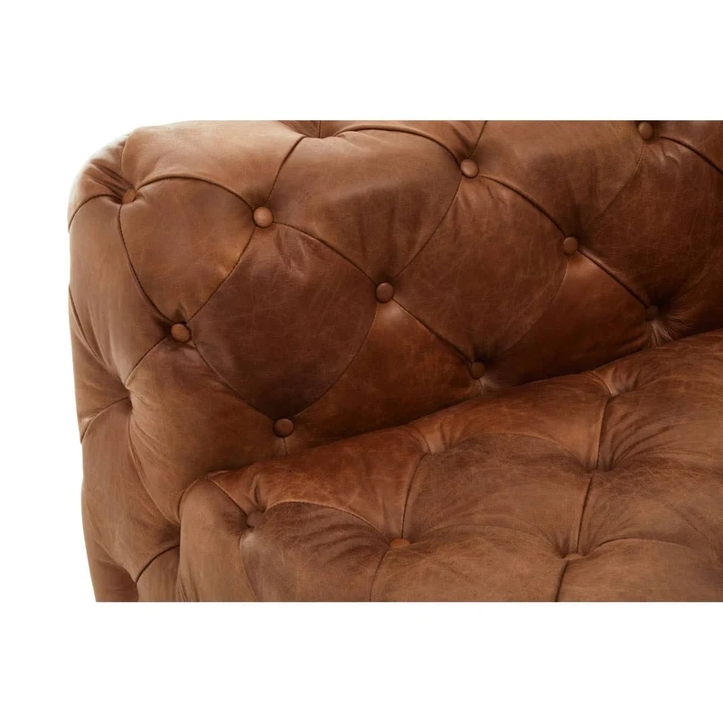 Hoxton Brown Leather Right Arm Modern Chesterfield Modular Sofa