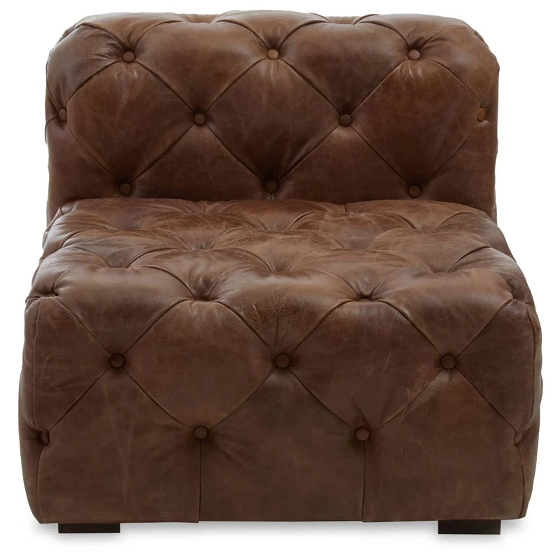 Hoxton Brown Leather Modern Chesterfield Modular Sofa Chair