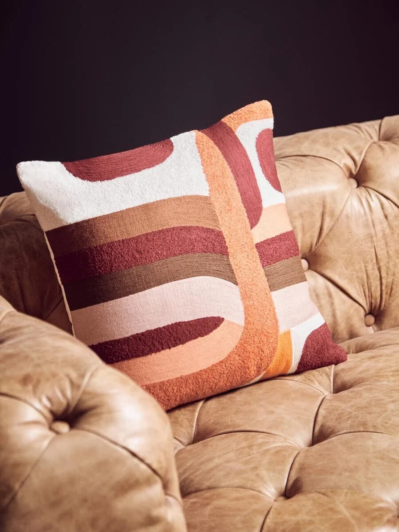 Hoxton Three Seat Brown Leather Modern Chesterfield Sofa