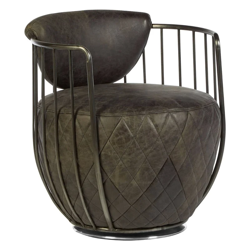 Hoxton Dark Grey Leather Swivel Chair