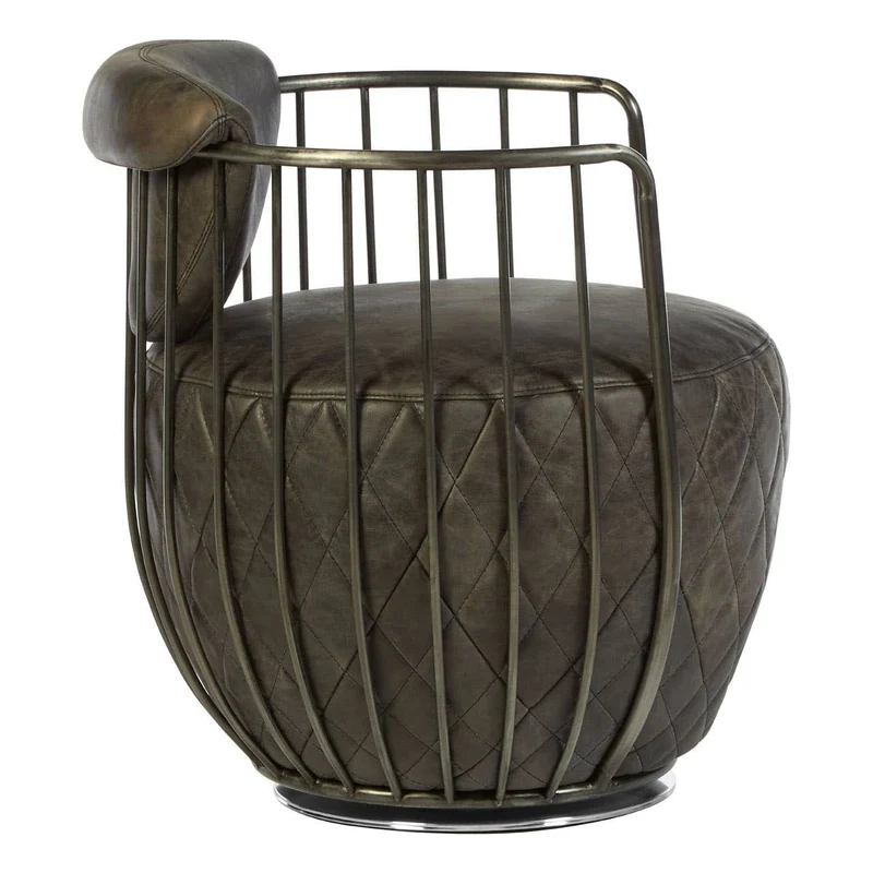 Hoxton Dark Grey Leather Swivel Chair