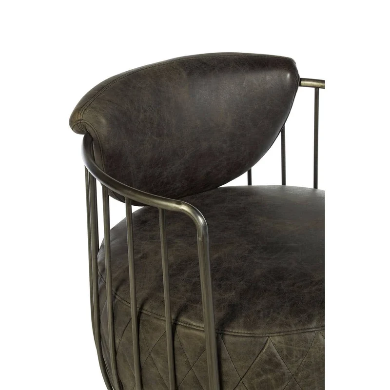 Hoxton Dark Grey Leather Swivel Chair