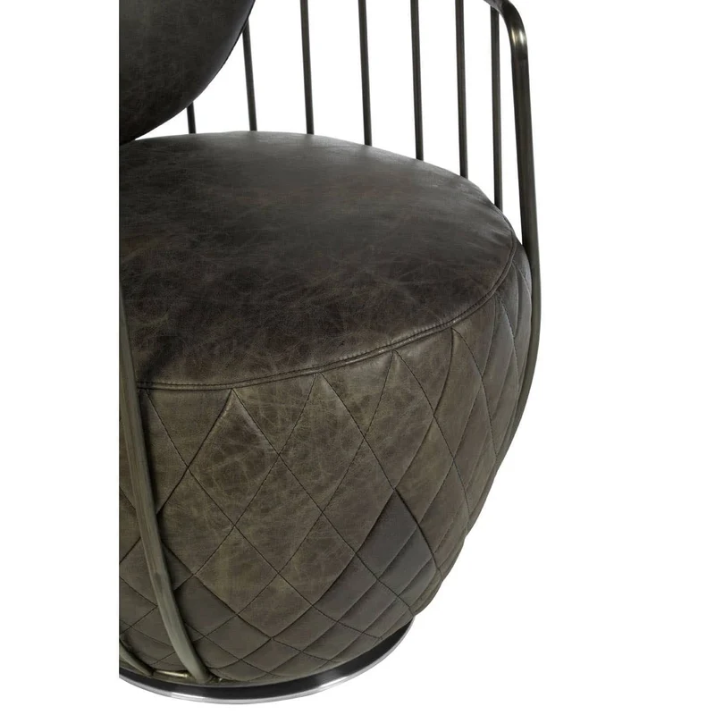 Hoxton Dark Grey Leather Swivel Chair