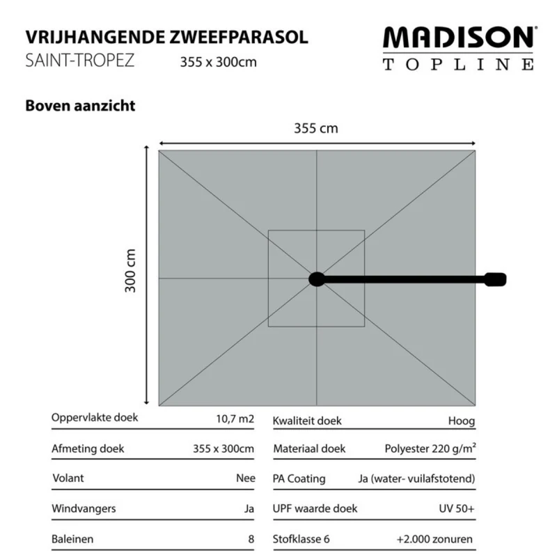 Madison Parasol Saint-Tropez 355x300cm Safier blue