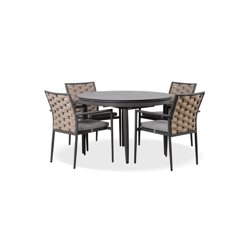 Boender Outdoor dining tuinset 4 personen aluminium met kussens antraciet