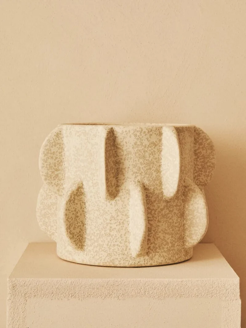Sidra Small Cream Textured Planter