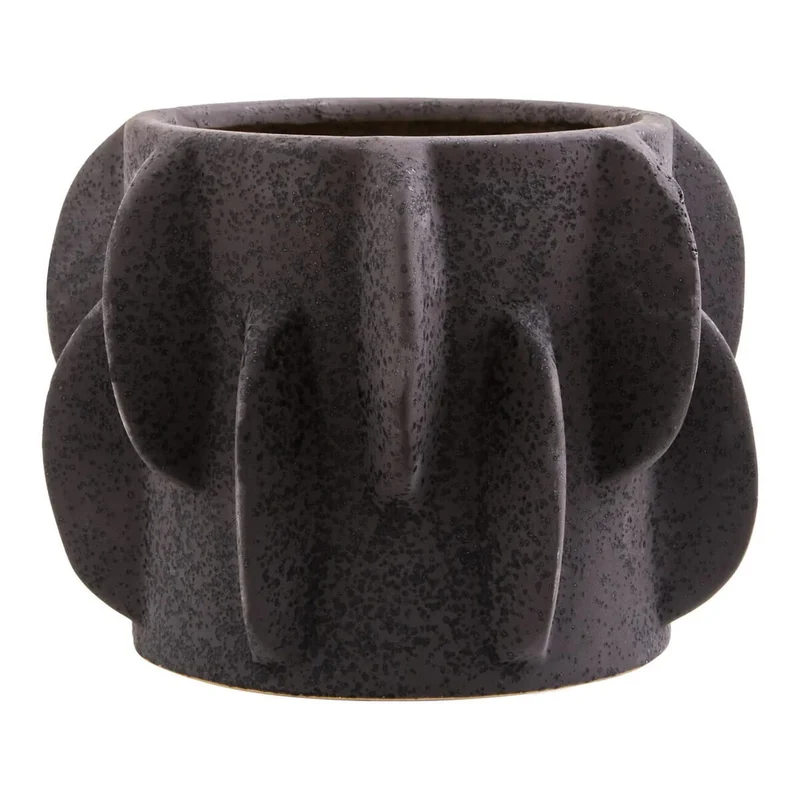 Sidra Small Black Textured Planter