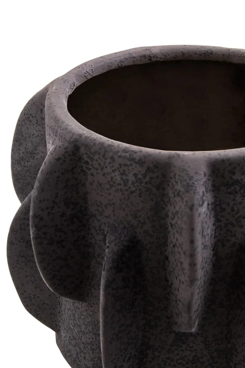 Sidra Small Black Textured Planter