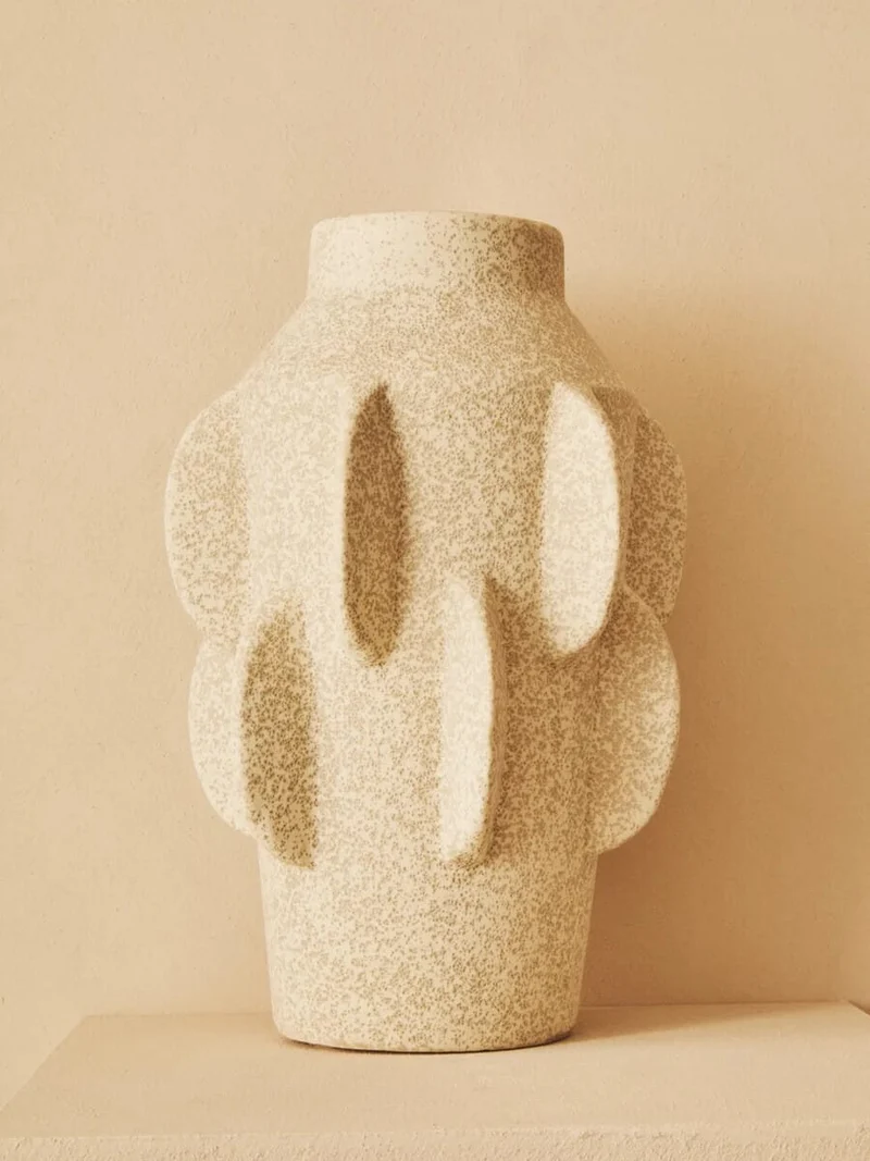 Sidra Large Cream Textured Vase