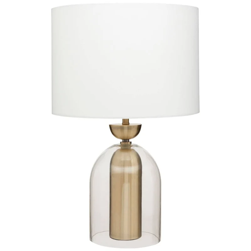 Sellis Clear Glass and Antique Brass Finish Metal Table Lamp