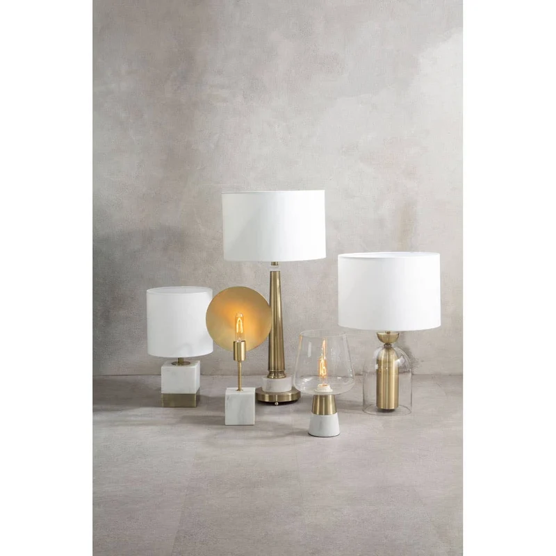 Sellis Clear Glass and Antique Brass Finish Metal Table Lamp