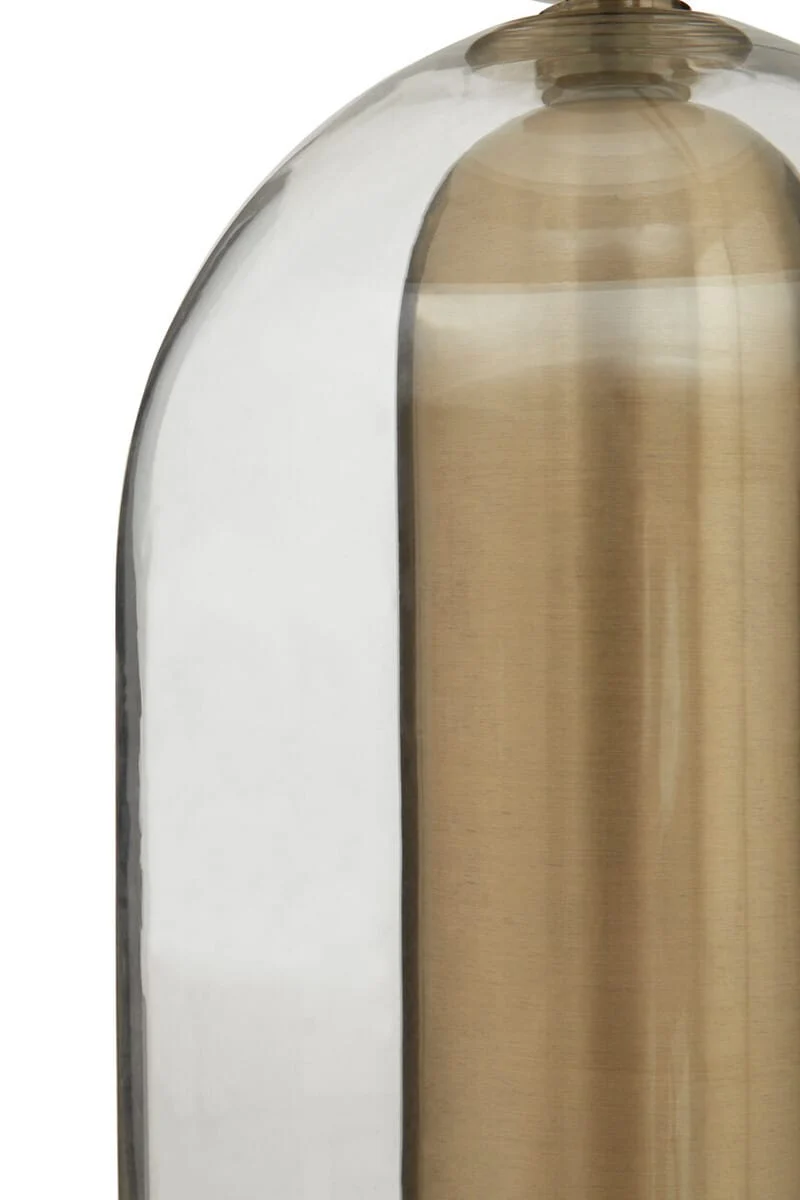 Sellis Clear Glass and Antique Brass Finish Metal Table Lamp