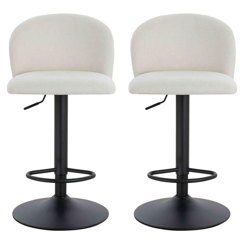 Maxwell Set of Two Beige Textured Fabric Curved Bar Chairs