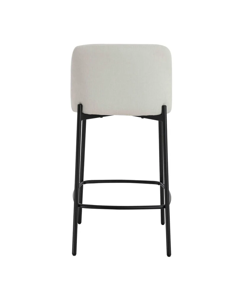 Maxwell Set of Two Beige Textured Fabric Bar Chairs with Black Legs
