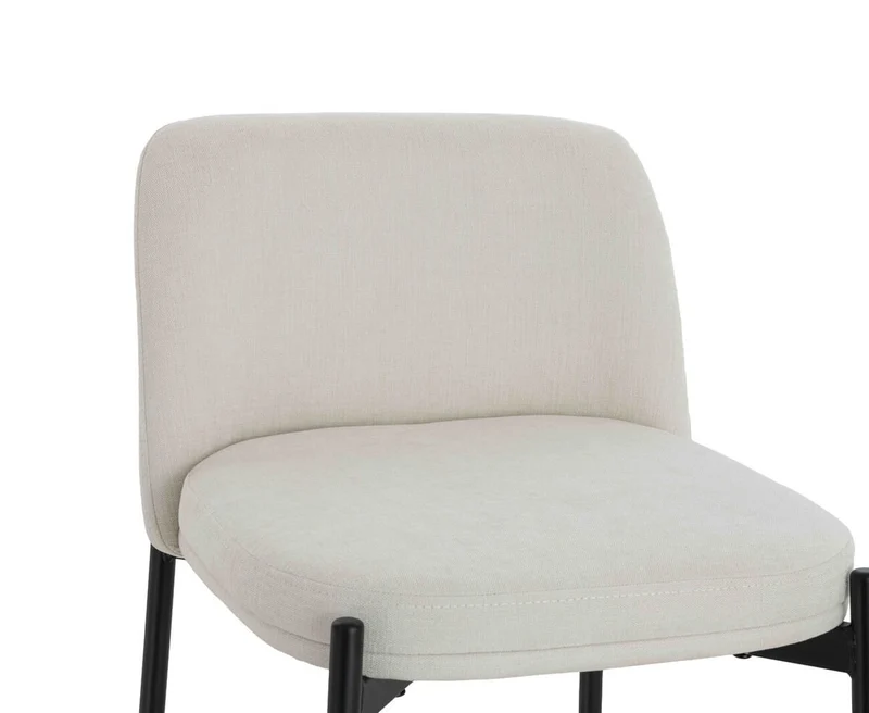 Maxwell Set of Two Beige Textured Fabric Bar Chairs with Black Legs