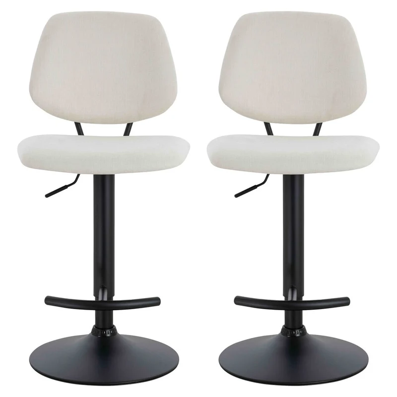Maxwell Set of 2 Beige Textured Fabric Bar Chairs
