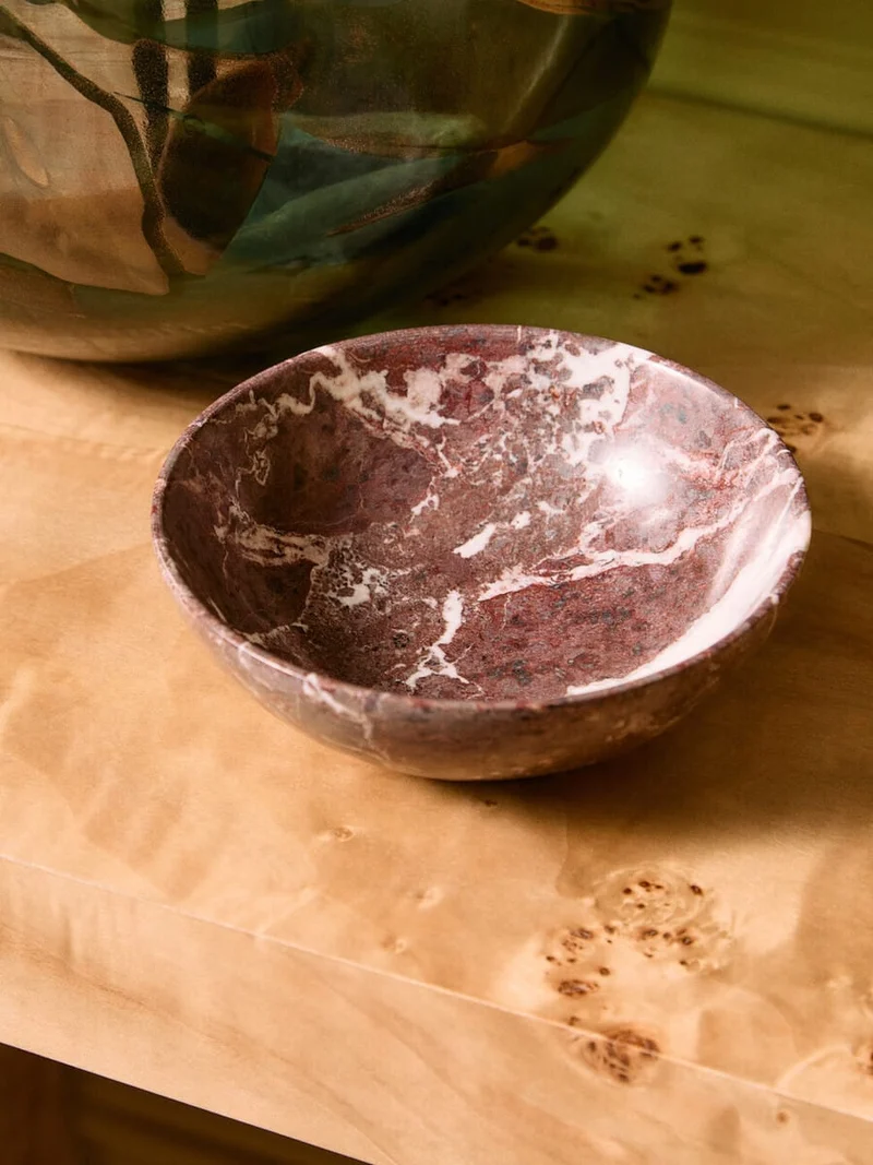 Marmore Red and White Marble Bowl