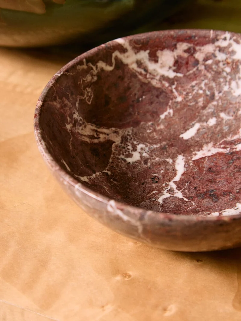 Marmore Red and White Marble Bowl