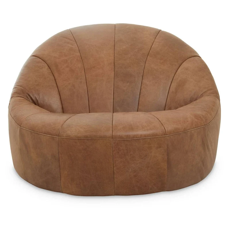 Hoxton Light Brown Leather Lounge Cocoon Chair